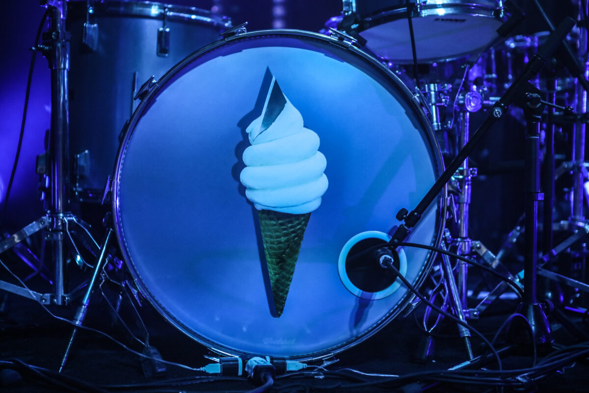 Ice Cream cone design on the Tegan and Sara kick drum