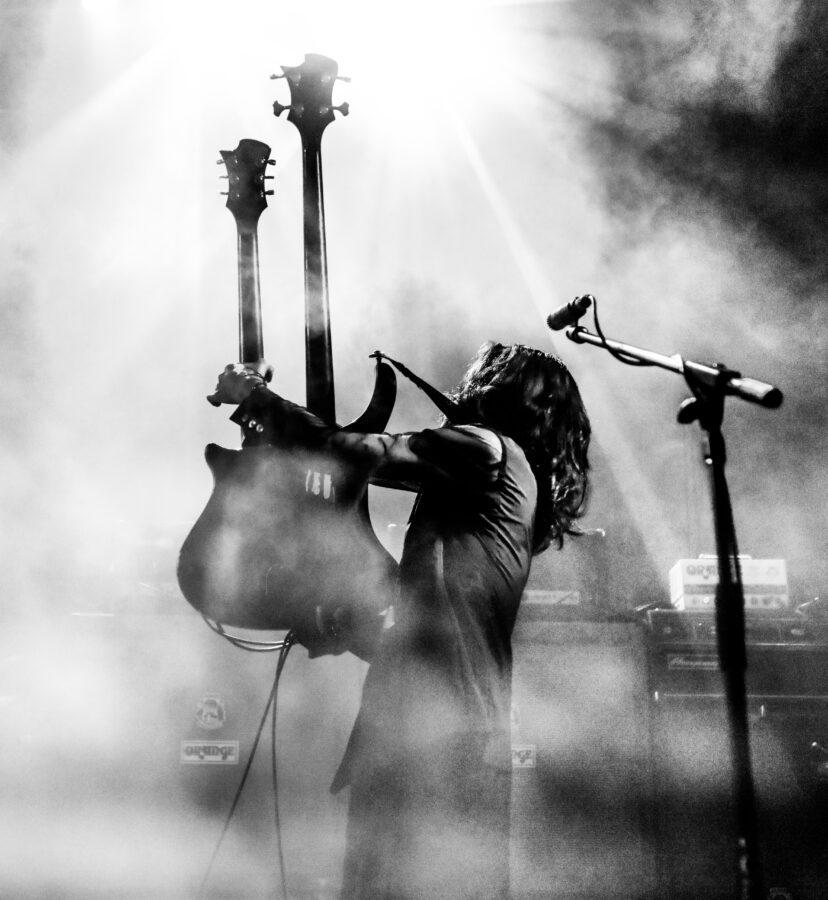 Takeshi with his double neck bass and rhythm guitar